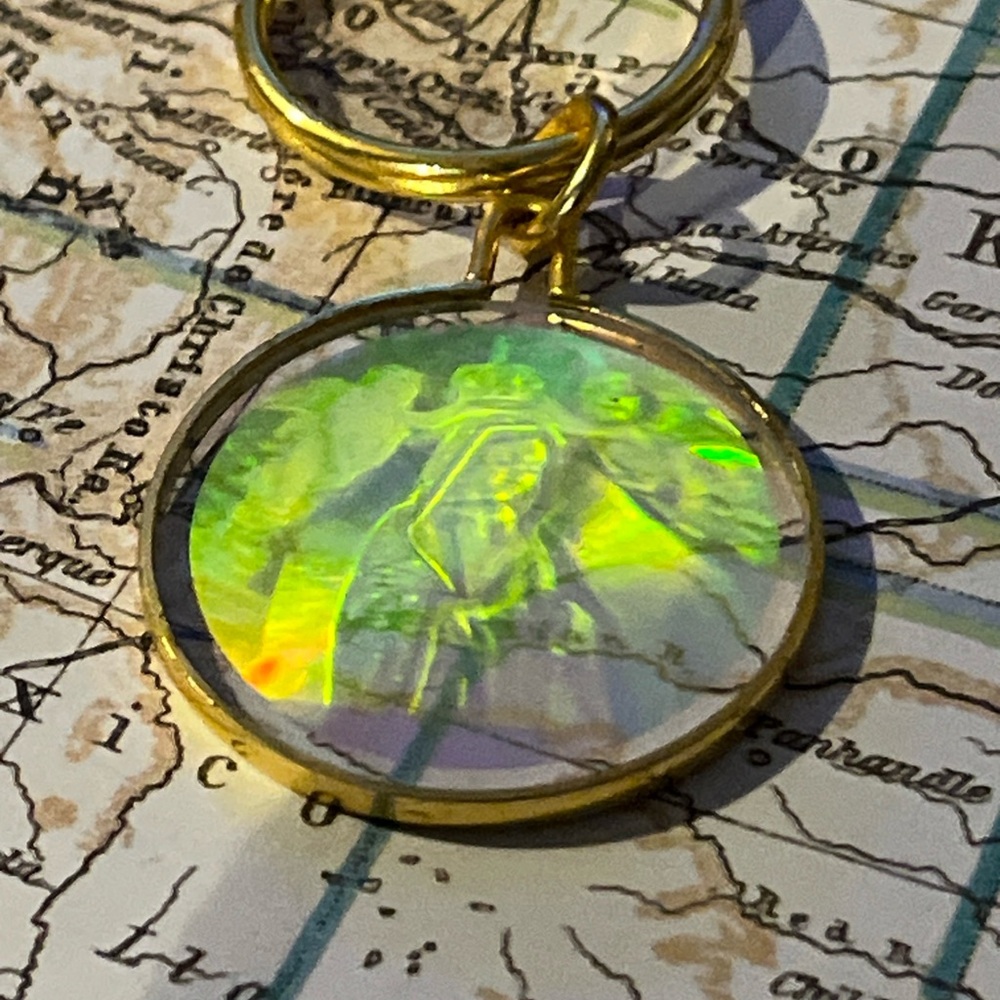 Vintage holo mother Mary pendent
